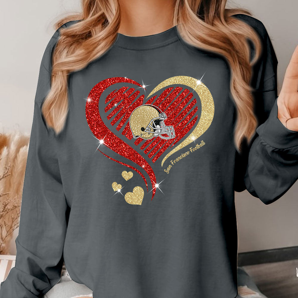 San Francisco Football Twinkle Heart Long Sleeve, T Shirts, Hoodie, Sweatshirt For Men & Women, San Francisco Lover