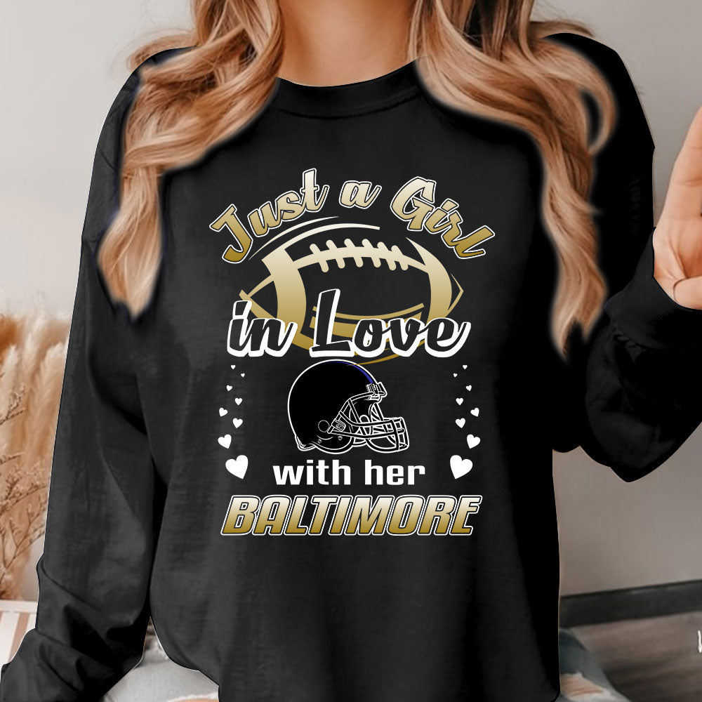 Baltimore Football Just A Girl In Love With her Baltimore Long Sleeve, Sweatshirt, Hoodie, T Shirt - Gift For Mens, Womens and Baltimore Lover