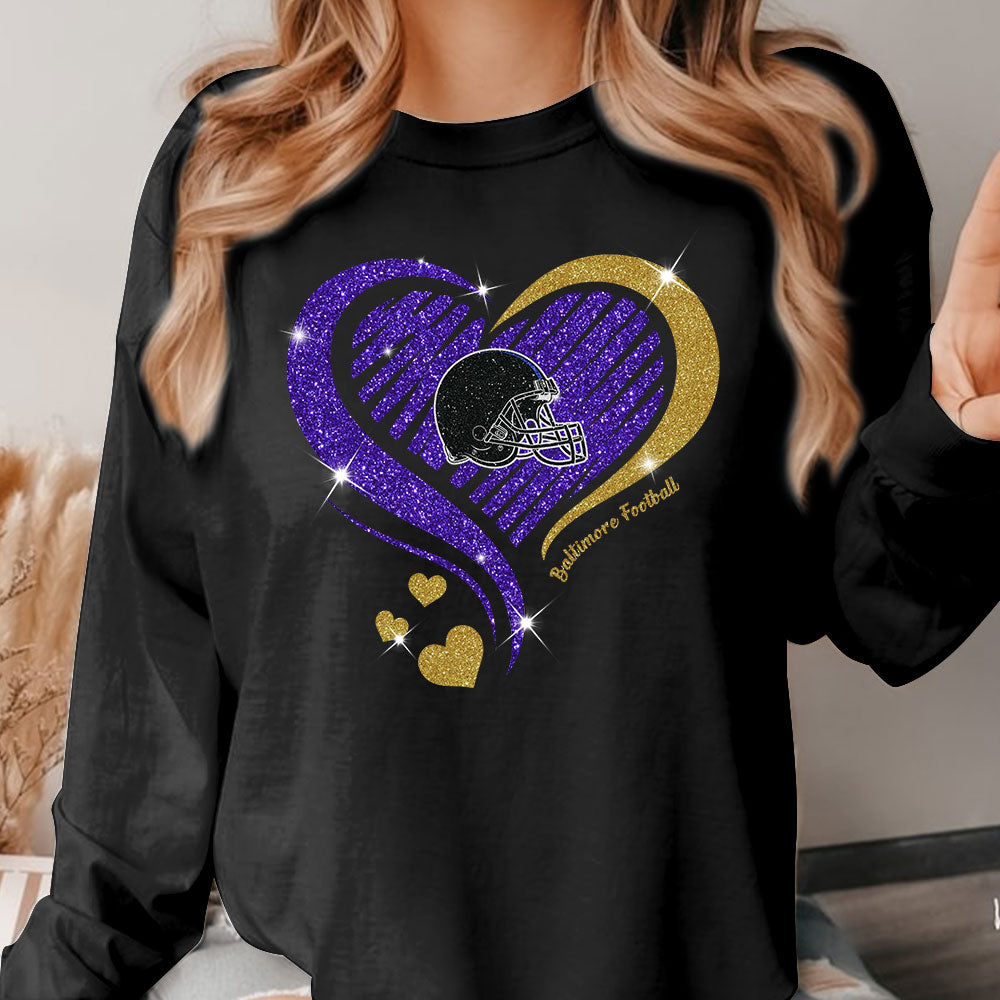 Baltimore Football Twinkle Heart Sweatshirt, Long Sleeve, T Shirts, Hoodie For Men & Women, Baltimore Lover