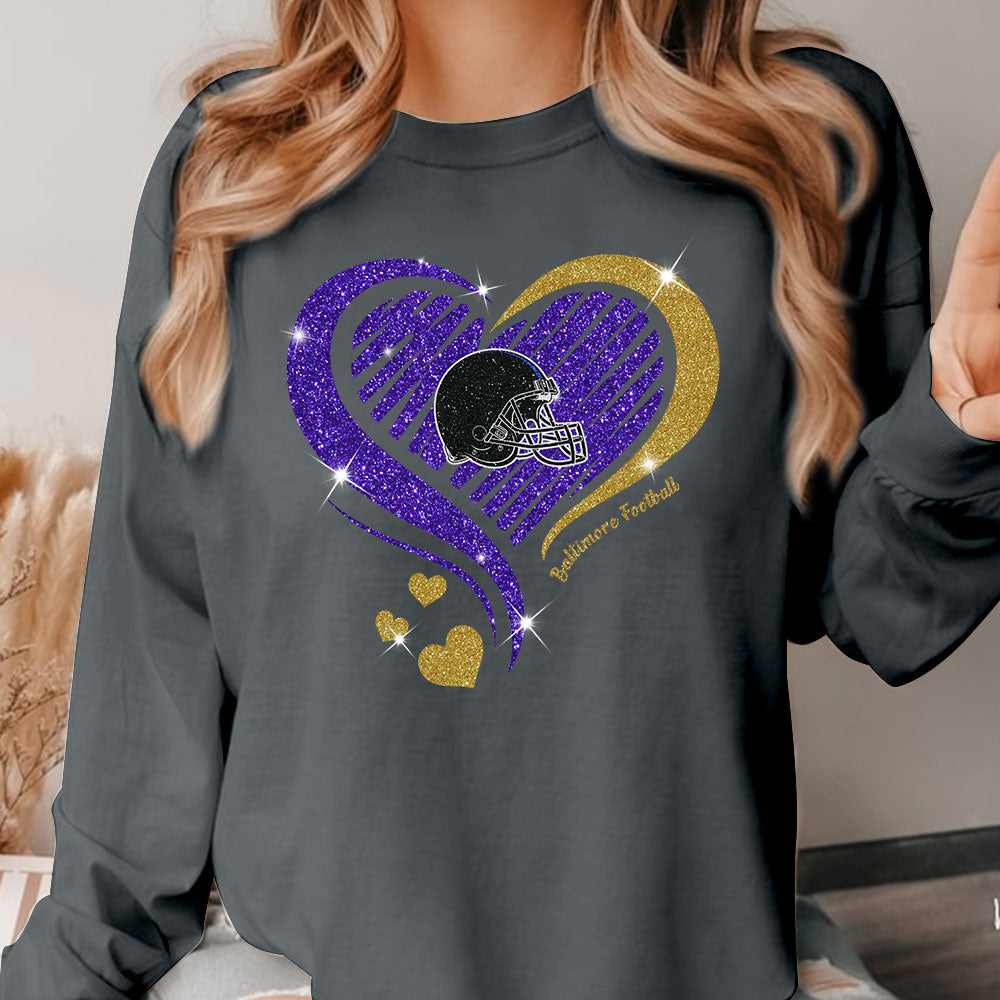 Baltimore Football Twinkle Heart Sweatshirt, Long Sleeve, T Shirts, Hoodie For Men & Women, Baltimore Lover
