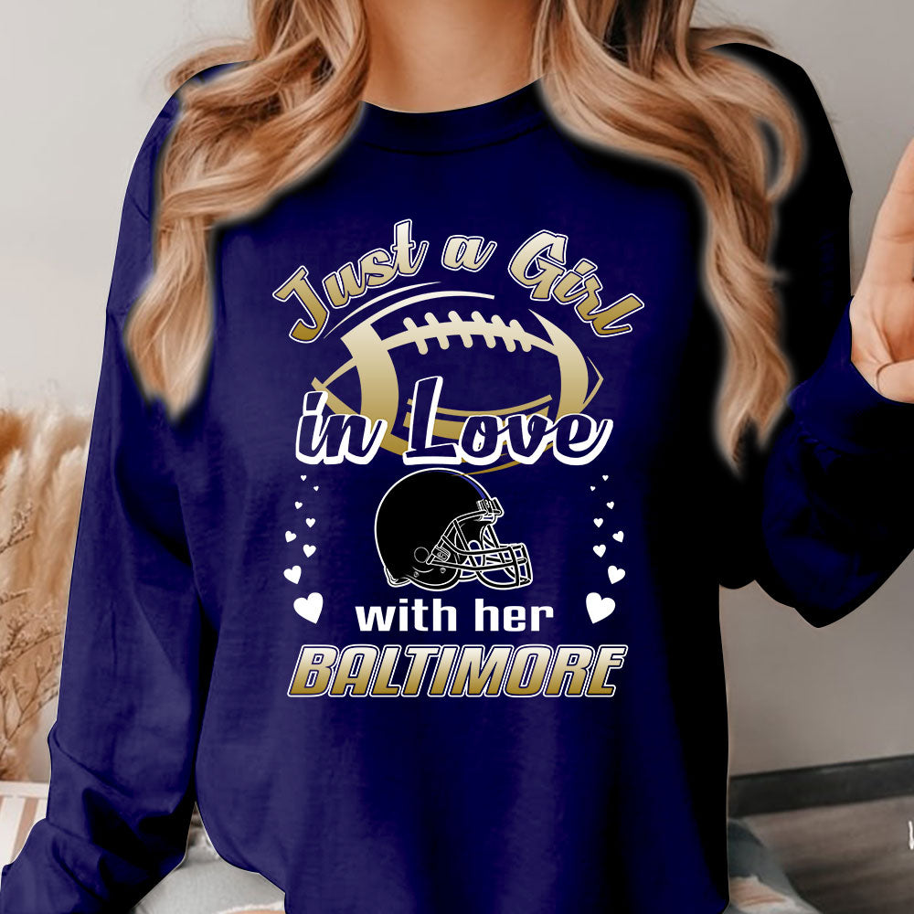 Baltimore Football Just A Girl In Love With her Baltimore Long Sleeve, Sweatshirt, Hoodie, T Shirt - Gift For Mens, Womens and Baltimore Lover
