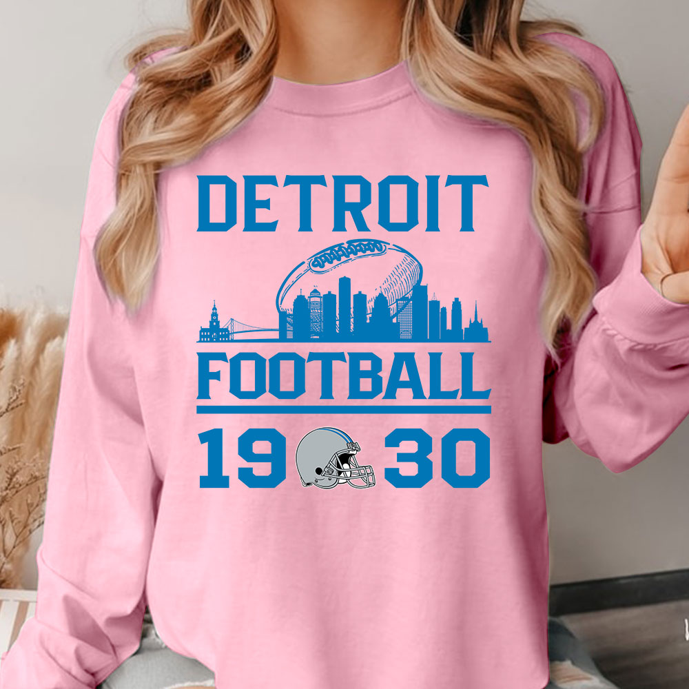 Detroit Football Skyline T-Shirts For Men Women Family Love Detroit Sport, 1930 Detroit Football T-Shirts