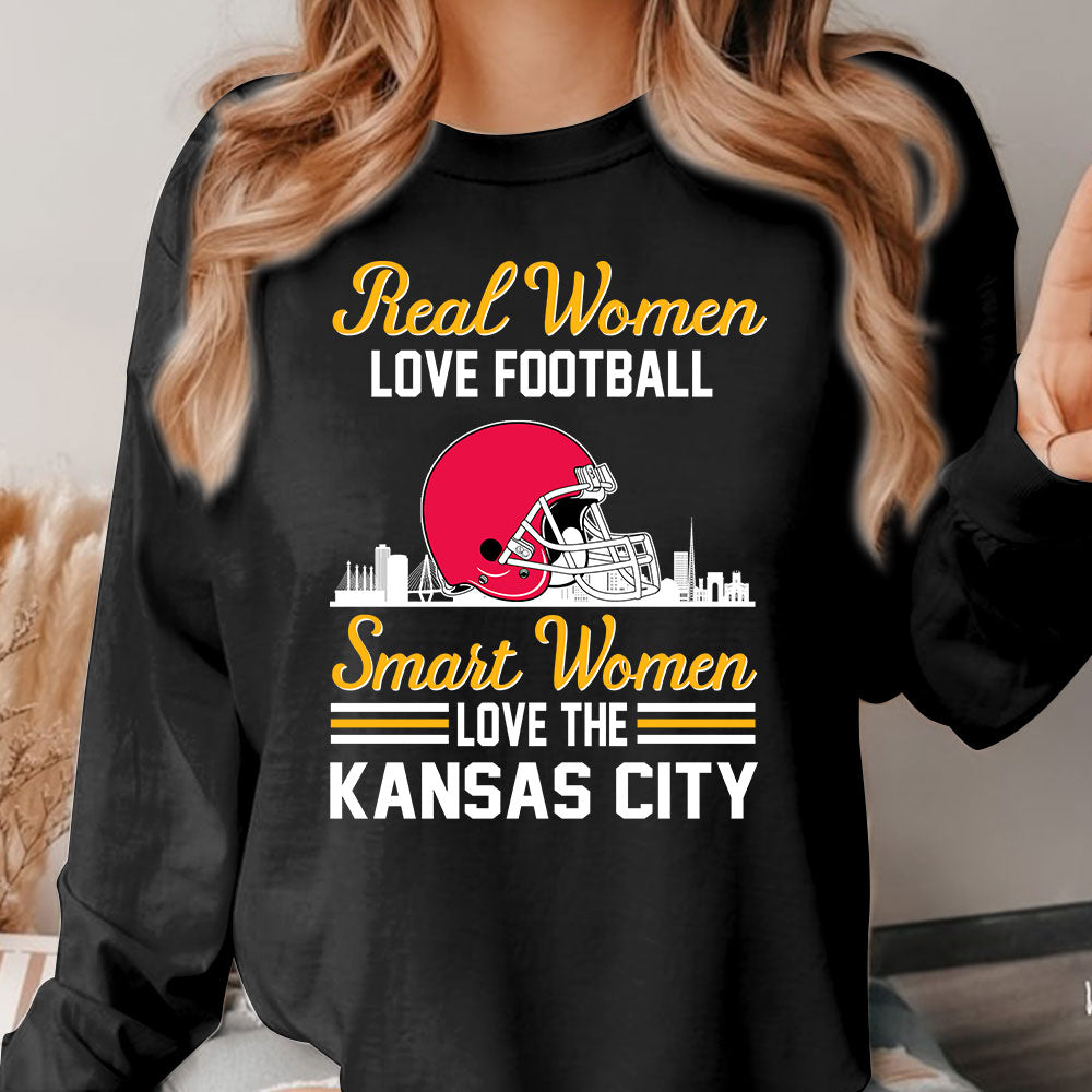 Kansas City Football Real Women Love Football Smart Women Love The Kansas City Hoodie, Sweatshirt, Long Sleeve, T Shirts For Kansas City Lovers