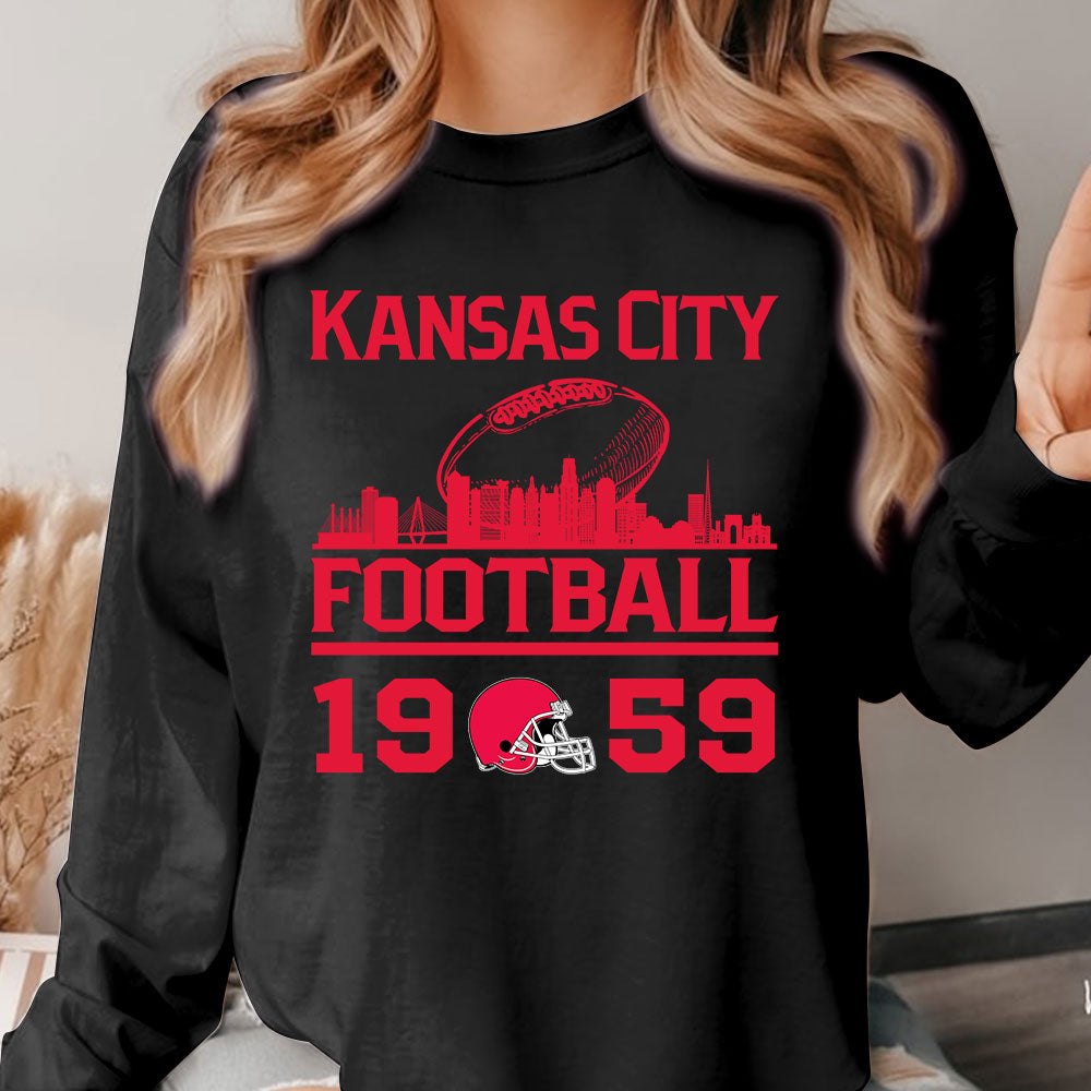 Kansas City Football Skyline Hoodie For Men Women Family Love Kansas City Sport, 1959 Kansas City Football Hoodie