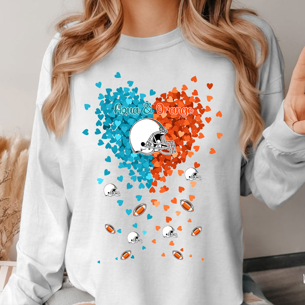 Miami Football Aqua and Orange in My Heart Sweatshirt T Shirts hoodie - Gift For Mens, Womens and Miami Lover