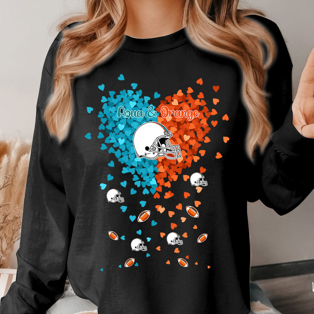 Miami Football Aqua and Orange in My Heart Sweatshirt T Shirts hoodie - Gift For Mens, Womens and Miami Lover