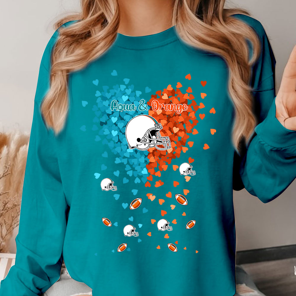 Miami Football Aqua and Orange in My Heart Sweatshirt T Shirts hoodie - Gift For Mens, Womens and Miami Lover