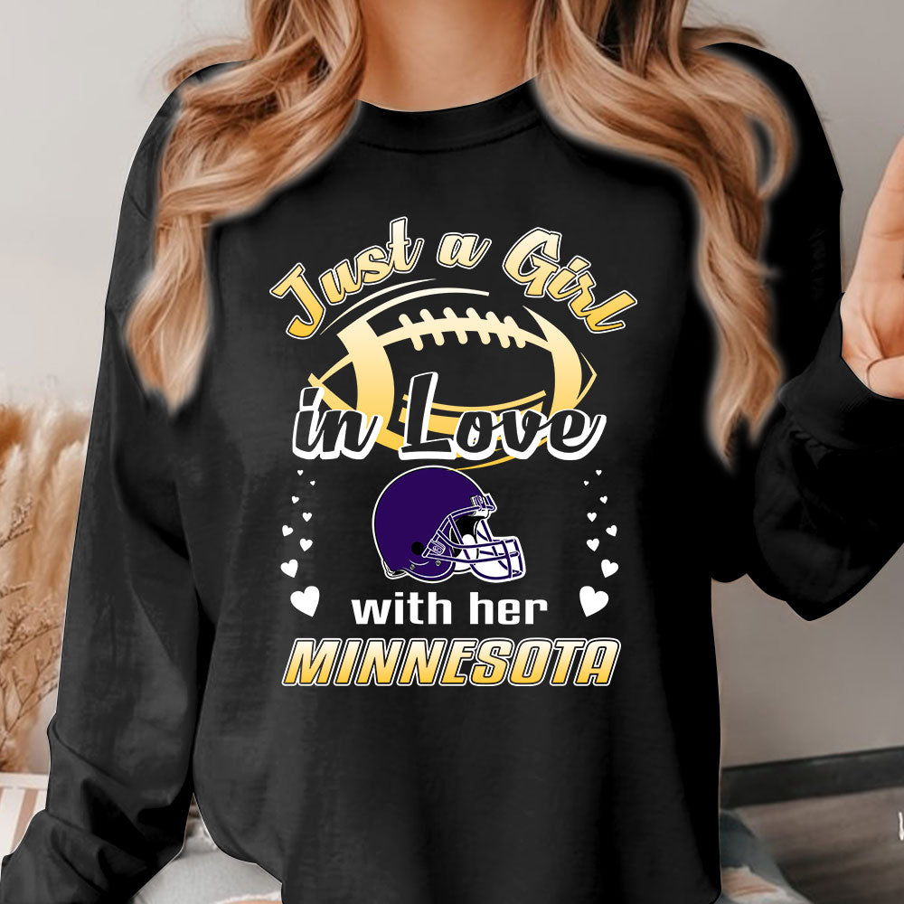 Minnesota Football Just A Girl In Love With her Minnesota Long Sleeve, Sweatshirt, Hoodie, T Shirt