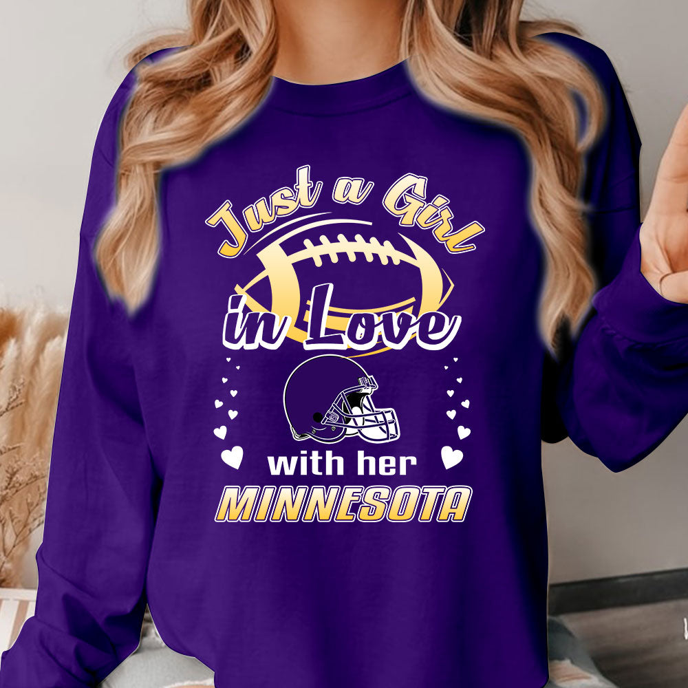 Minnesota Football Just A Girl In Love With her Minnesota Long Sleeve, Sweatshirt, Hoodie, T Shirt