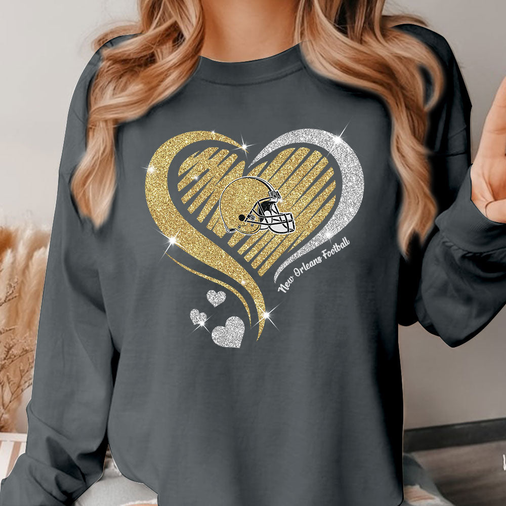 New Orleans Football Twinkle Heart T Shirts, Sweatshirt, Hoodie, Long Sleeve For Men & Women, New Orleans Lover