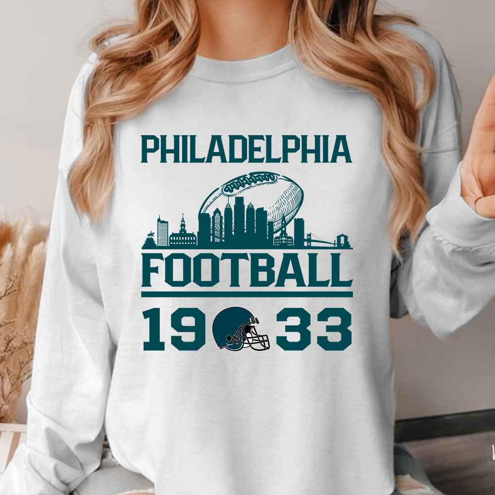 Philadelphia Football Skyline Hoodie For Men Women Family Love Philadelphia Sport, 1933 Philadelphia Football Hoodie