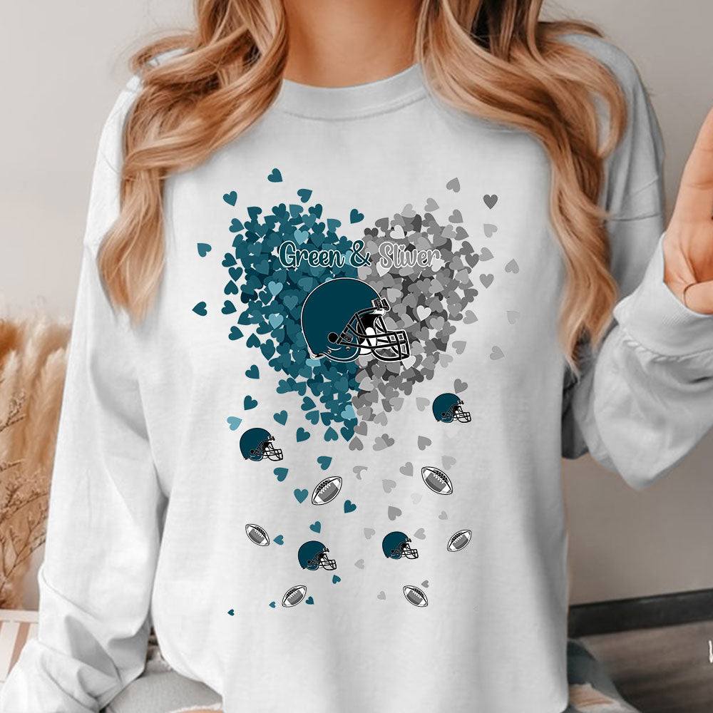 Philadelphia Football Midnight Green and Silver in My Heart Hoodie, T Shirts, Sweatshirt - Gift For Mens, Womens and Philadelphia Lovers