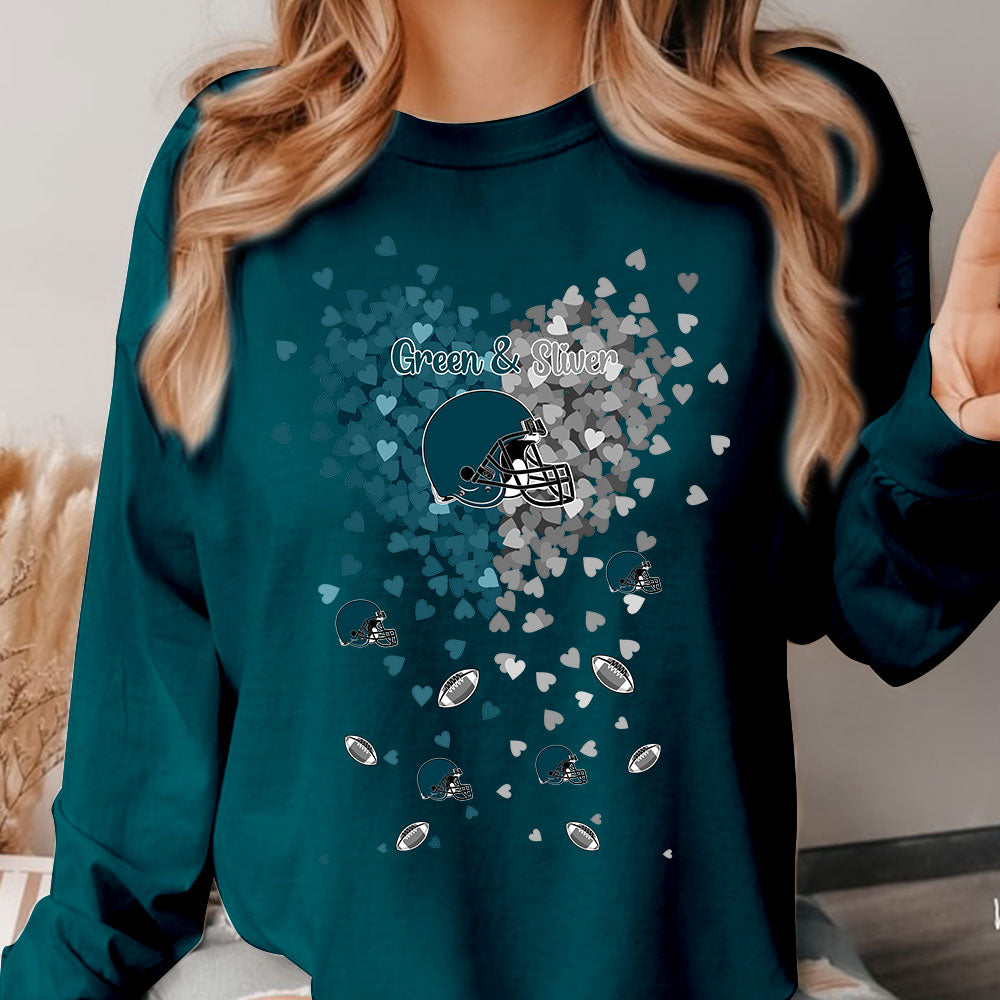 Philadelphia Football Midnight Green and Silver in My Heart Long Sleeve T Shirts hoodie - Gift For Mens, Womens and Philadelphia Lovers