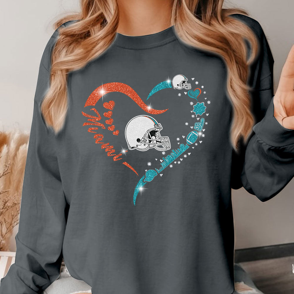 Miami Football In My Heart T Shirts, Hoodie, Sweatshirt, Long Sleeve, For Men & Women, Miami Lover
