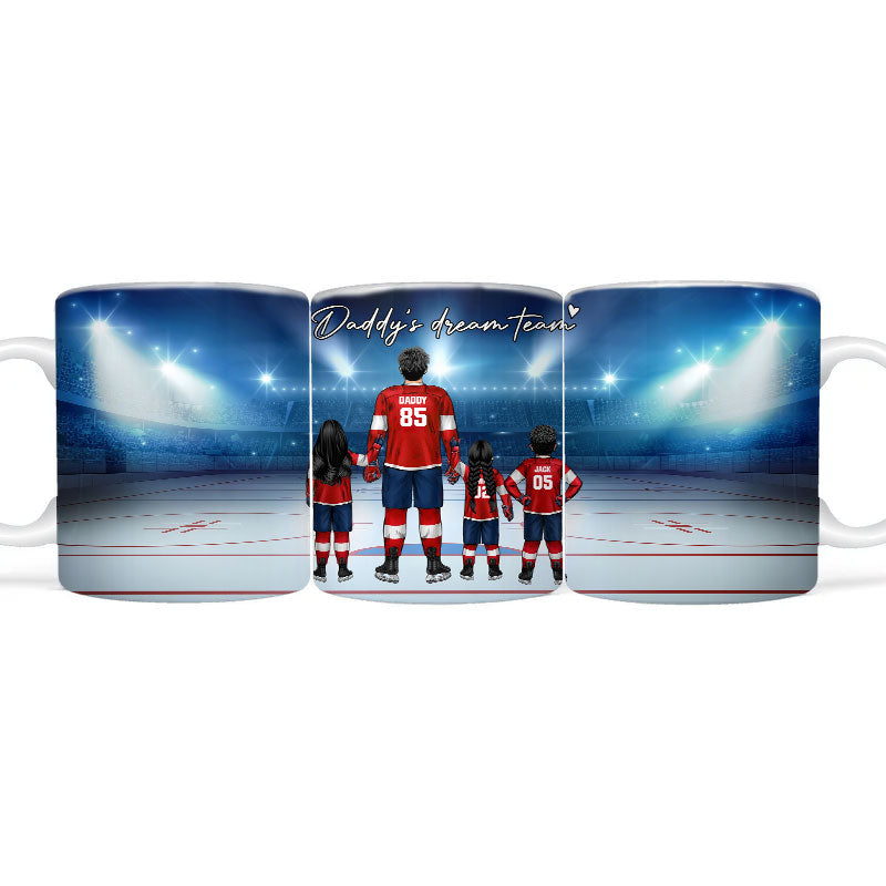 Personalized Hockey Family Dad Mug, Daddy Dream Team Hockey Mug