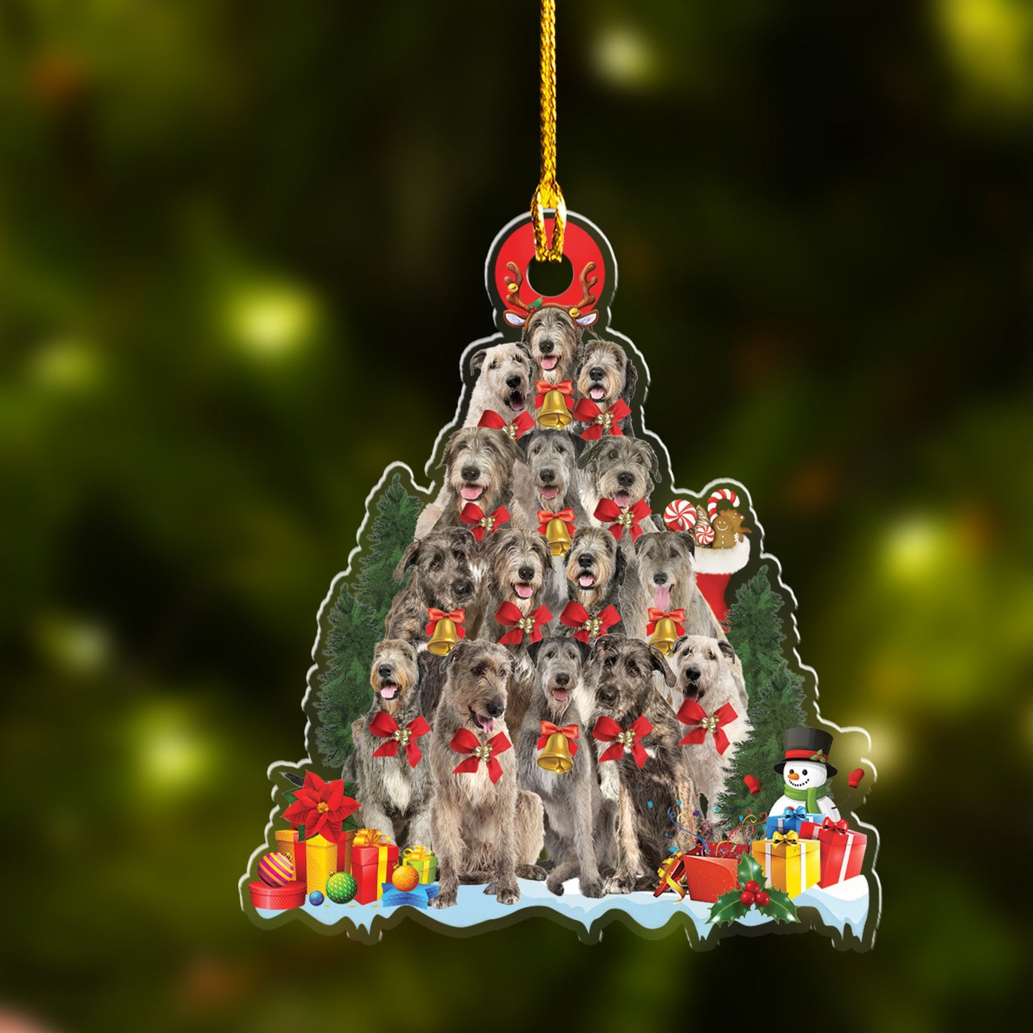 Irish Wolfhound Dogs Christmas Tree Acrylic Keychain, Dog Gifts For Decor Home, Christmas Gift For Dog Lovers