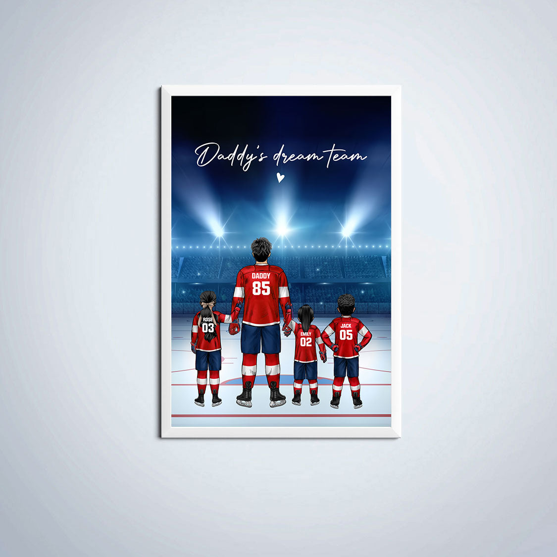 Personalized Hockey Family Dad Poster Wall Art, Daddy Dream Team Hockey Poster