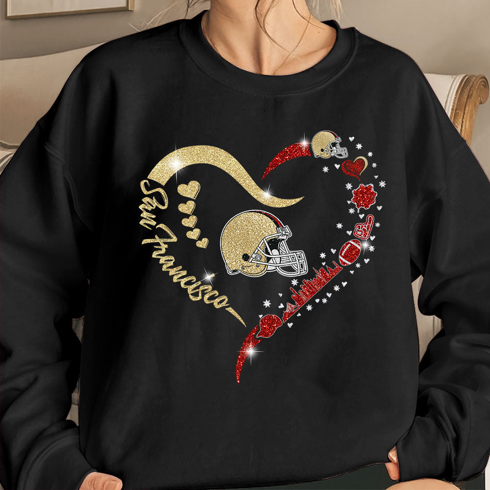 San Francisco Football In My Heart Long Sleeve, T Shirts, Hoodie, Sweatshirt For Men & Women, San Francisco Lover