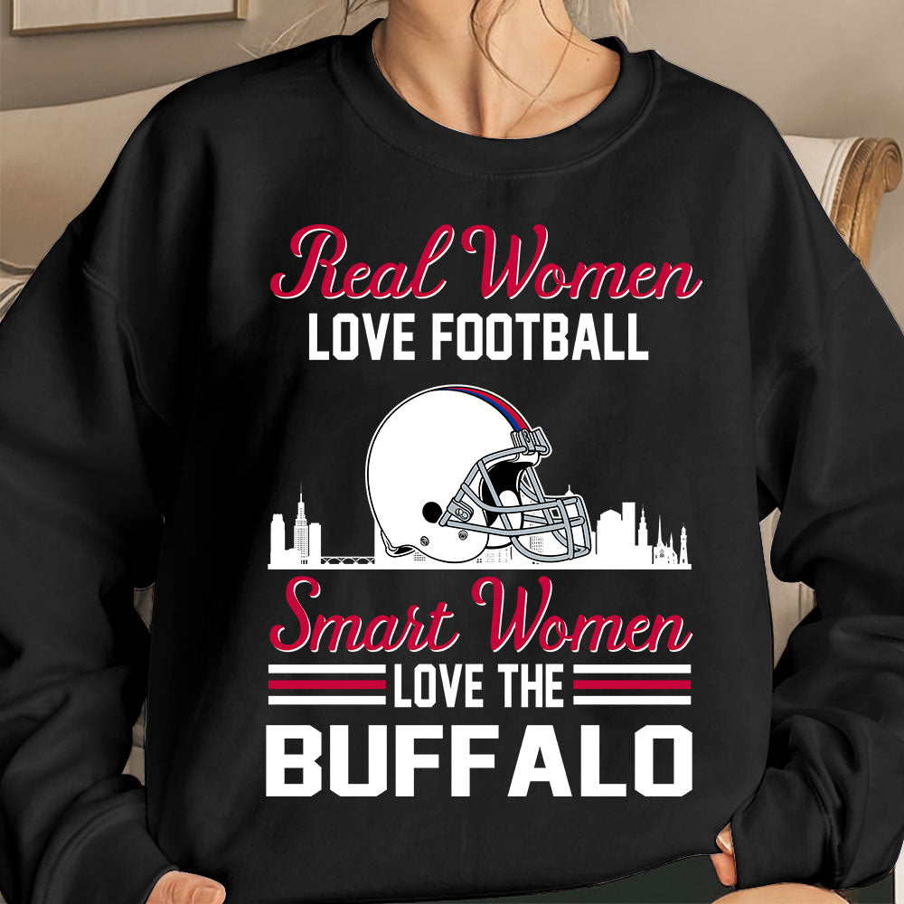 Buffalo Football Real Women Love Fottball Smart Women Love The Buffalo Long Sleeve, T Shirts, Hoodie, Sweatshirt For Buffalo Lovers