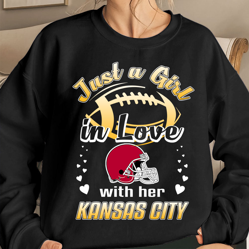 Kansas City Football Just A Girl In Love With her Kansas City Hoodie, T Shirt, Sweatshirt, Long Sleeve