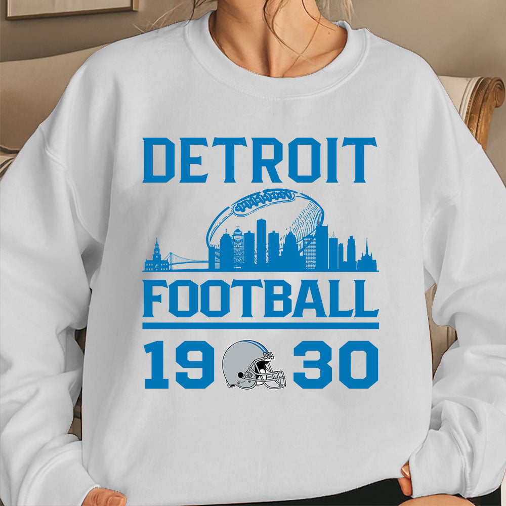 Detroit Football Skyline T-Shirts For Men Women Family Love Detroit Sport, 1930 Detroit Football T-Shirts