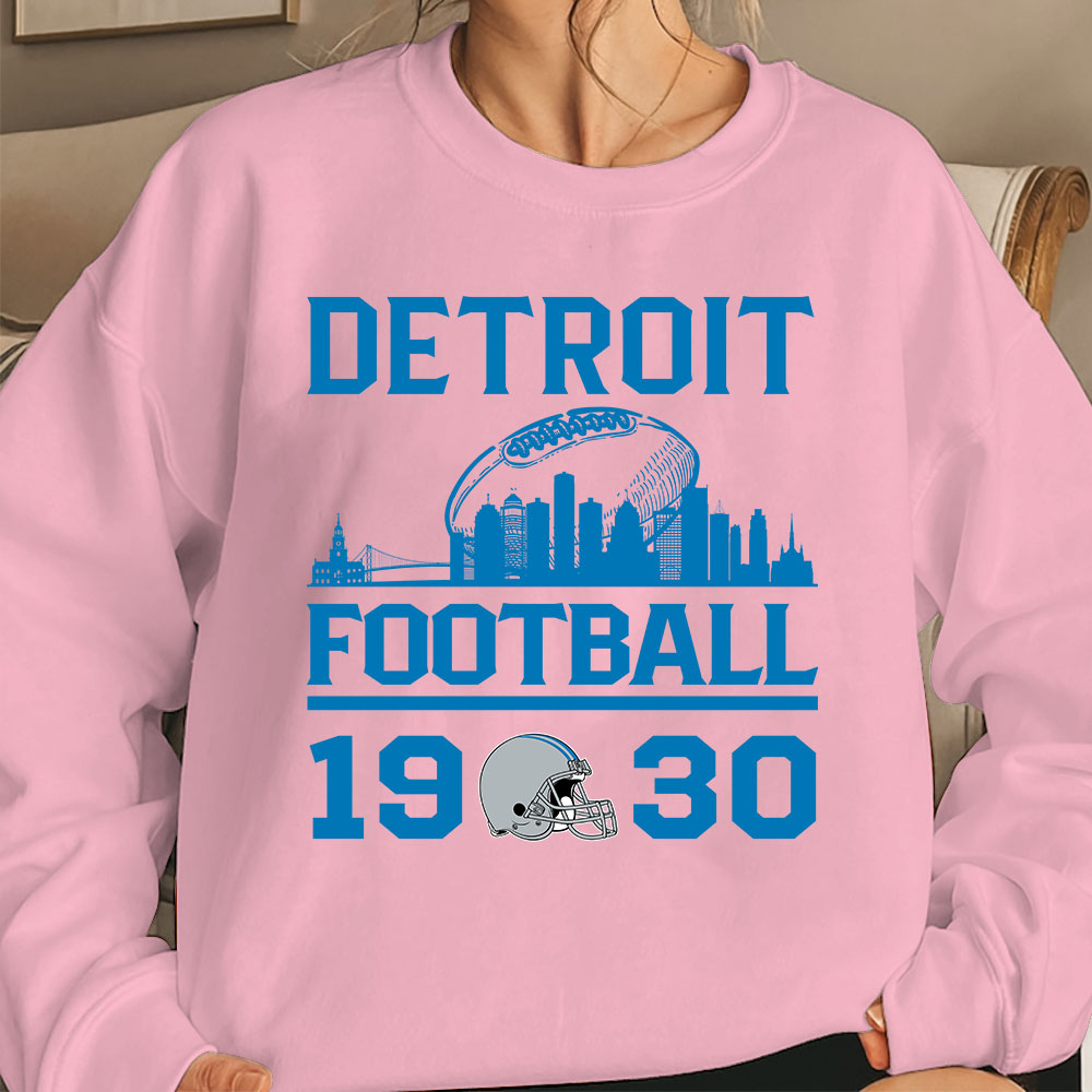 Detroit Football Skyline T-Shirts For Men Women Family Love Detroit Sport, 1930 Detroit Football T-Shirts
