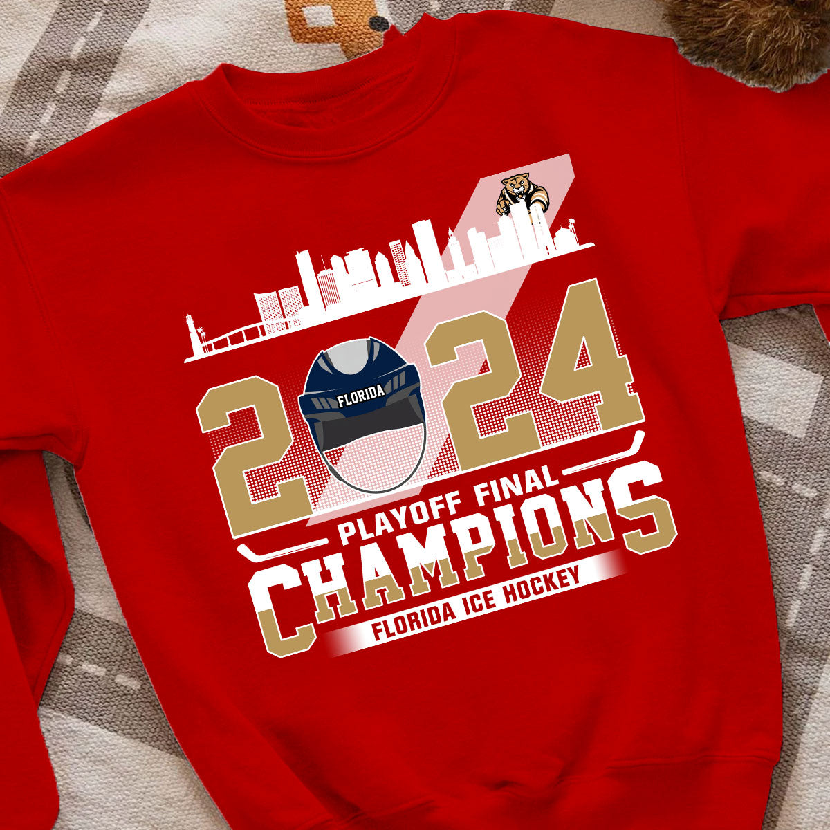 Florida Ice Hockey 2024 Playoff Final Champions T-Shirt, Florida Hockey Skyline Shirt Gift For Family, Florida Ice Hockey Lovers