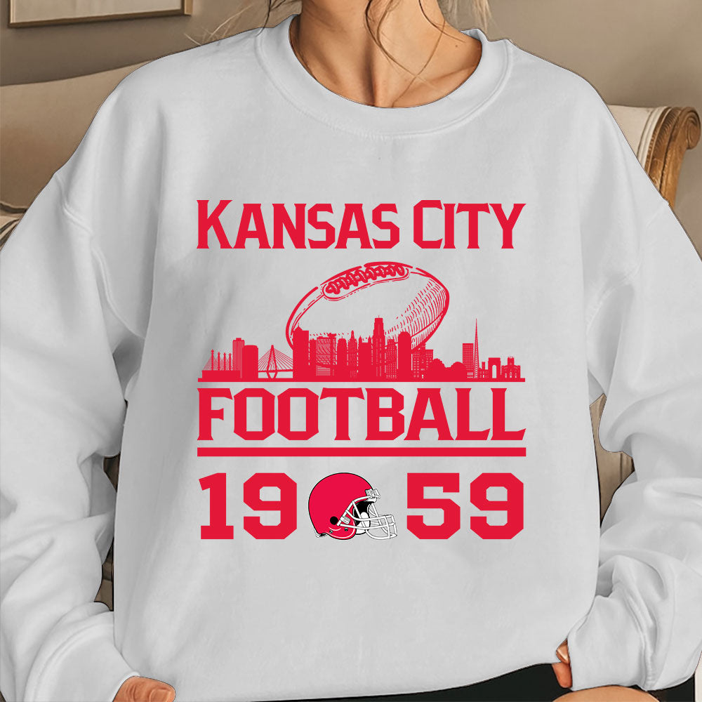 Kansas City Football Skyline Hoodie For Men Women Family Love Kansas City Sport, 1959 Kansas City Football Hoodie