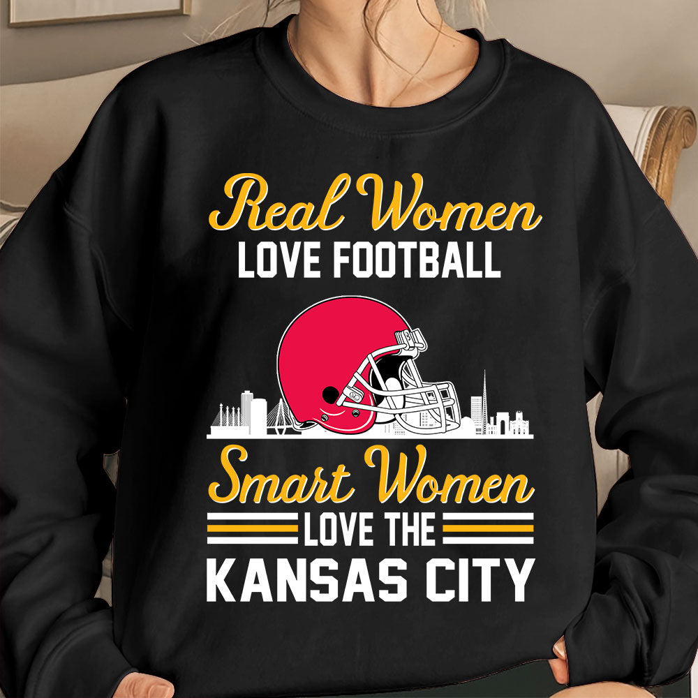 Kansas City Football Real Women Love Football Smart Women Love The Kansas City Hoodie, Sweatshirt, Long Sleeve, T Shirts For Kansas City Lovers