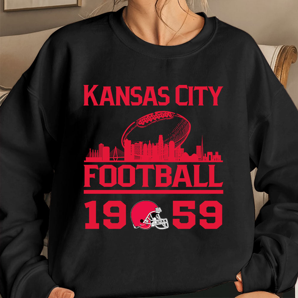 Kansas City Football Skyline Hoodie For Men Women Family Love Kansas City Sport, 1959 Kansas City Football Hoodie