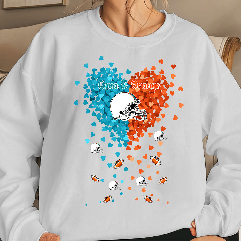 Miami Football Aqua and Orange in My Heart Sweatshirt T Shirts hoodie - Gift For Mens, Womens and Miami Lover