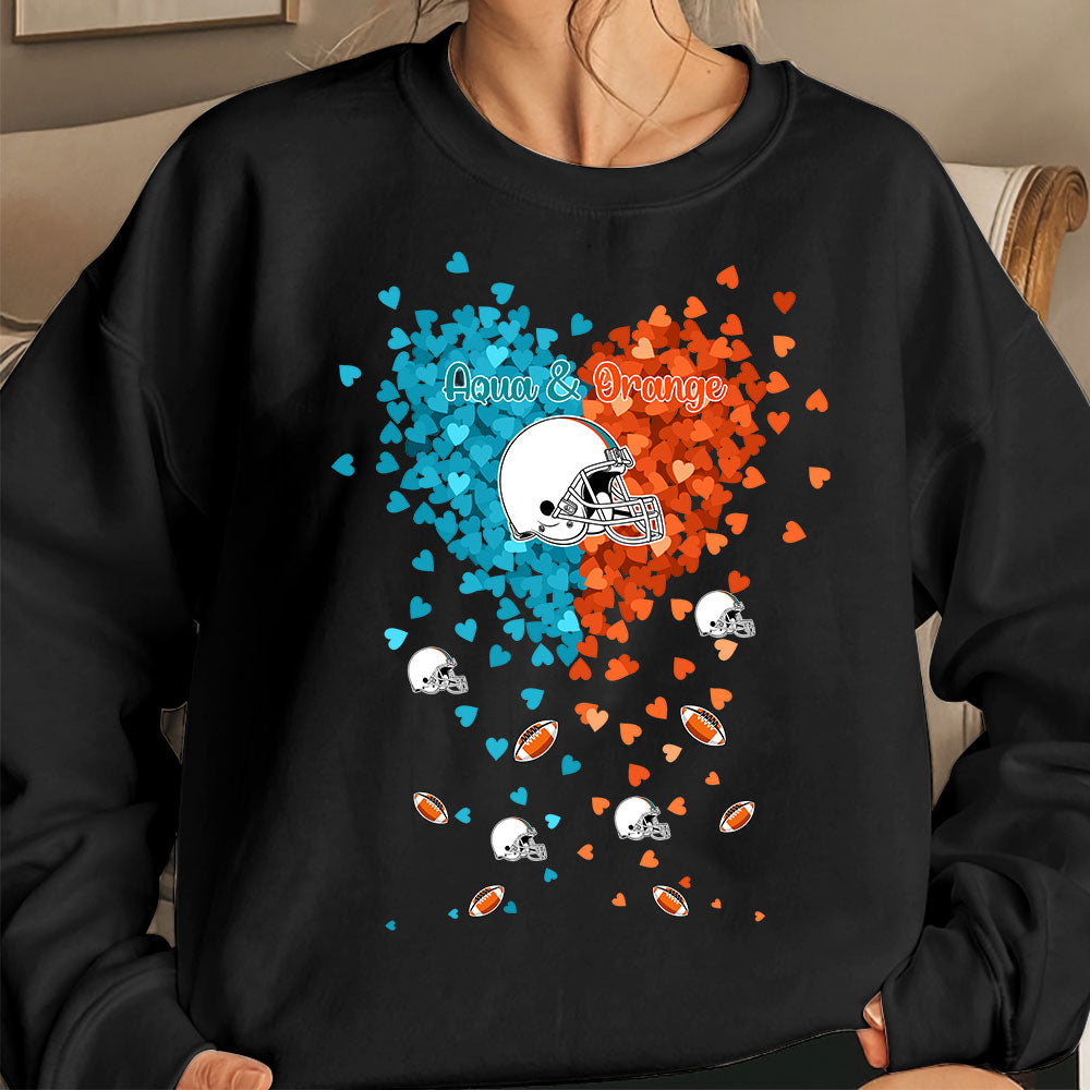 Miami Football Aqua and Orange in My Heart Sweatshirt T Shirts hoodie - Gift For Mens, Womens and Miami Lover