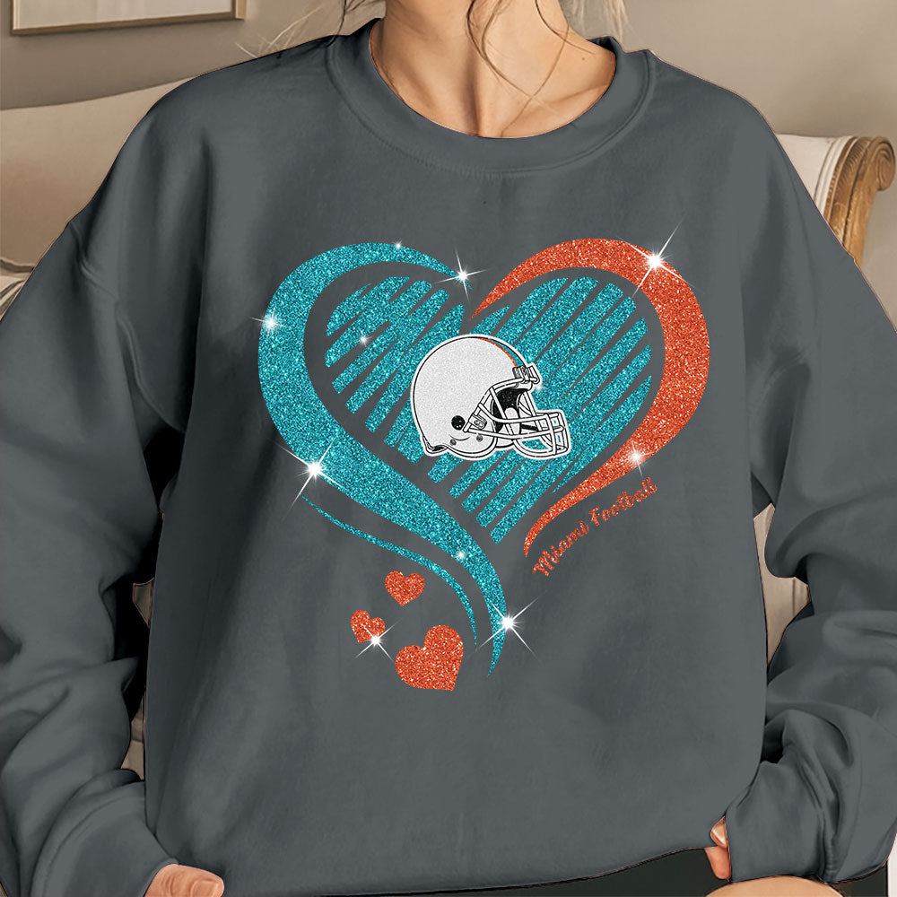 Miami Football Twinkle Heart Long Sleeve, T Shirts, Sweatshirt, Hoodie For Men & Women, Miami Lover