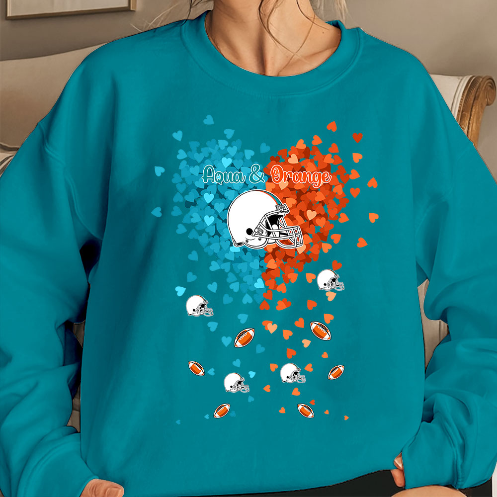 Miami Football Aqua and Orange in My Heart Sweatshirt T Shirts hoodie - Gift For Mens, Womens and Miami Lover