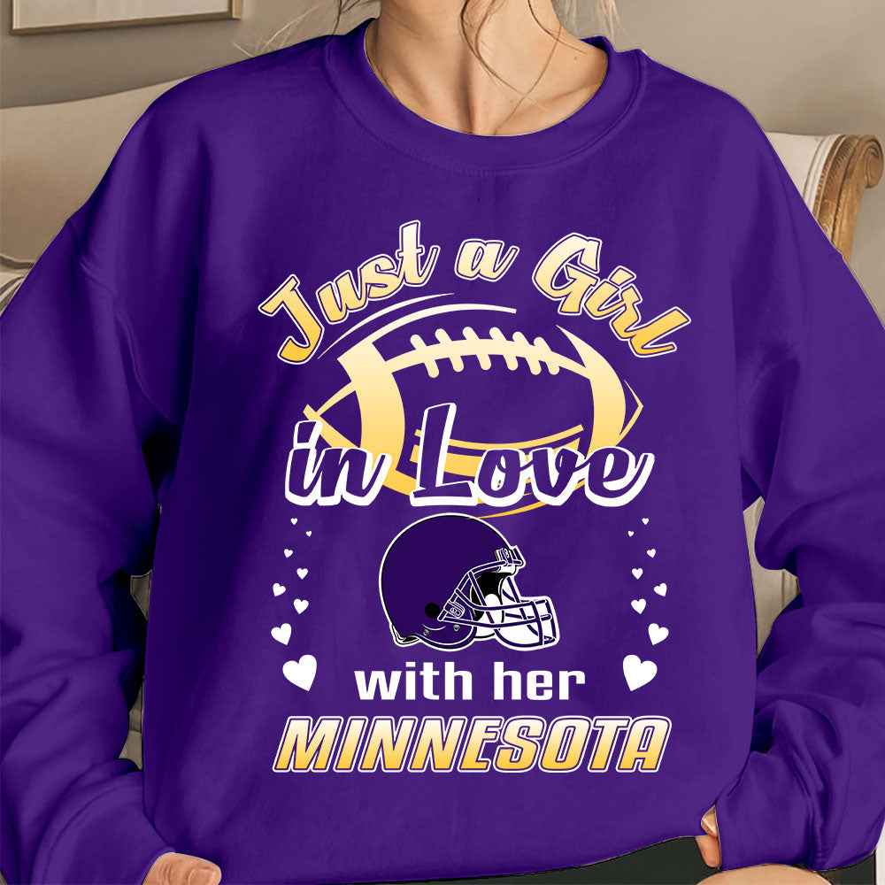 Minnesota Football Just A Girl In Love With her Minnesota Long Sleeve, Sweatshirt, Hoodie, T Shirt