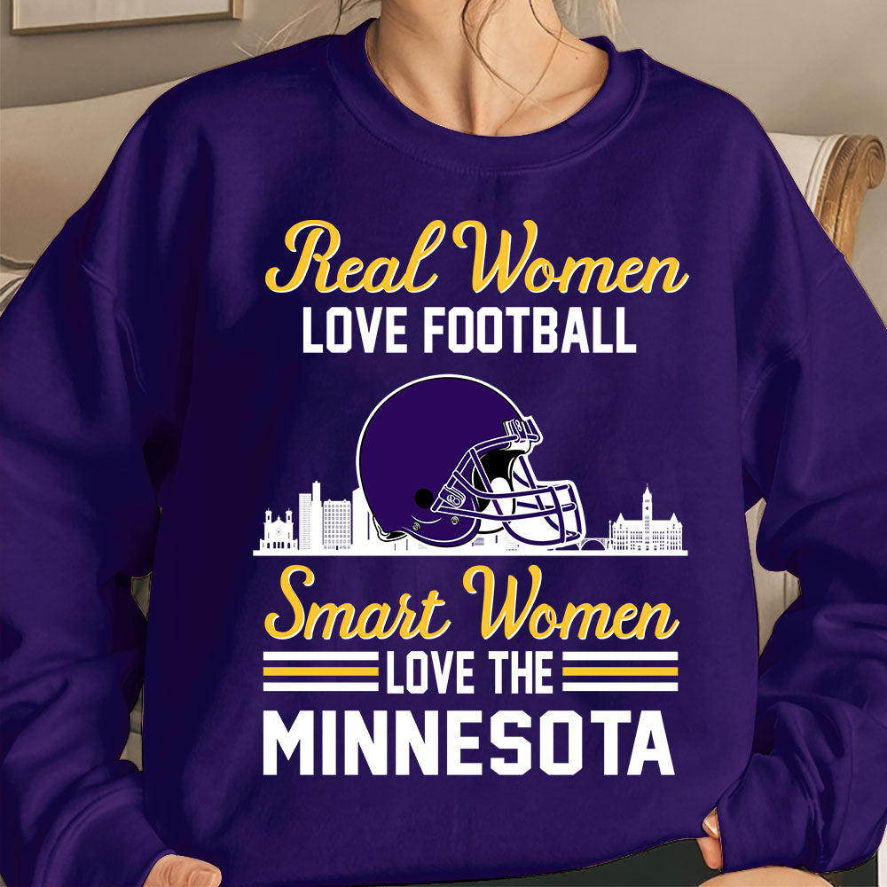 Minnesota Football Real Women Love Football Smart Women Love The Minnesota T Shirts, Hoodie, Sweatshirt, Long Sleeve For Minnesota Lovers