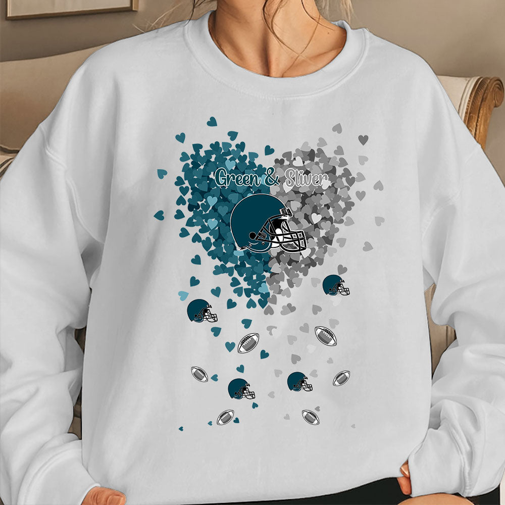 Philadelphia Football Midnight Green and Silver in My Heart Long Sleeve T Shirts hoodie - Gift For Mens, Womens and Philadelphia Lovers