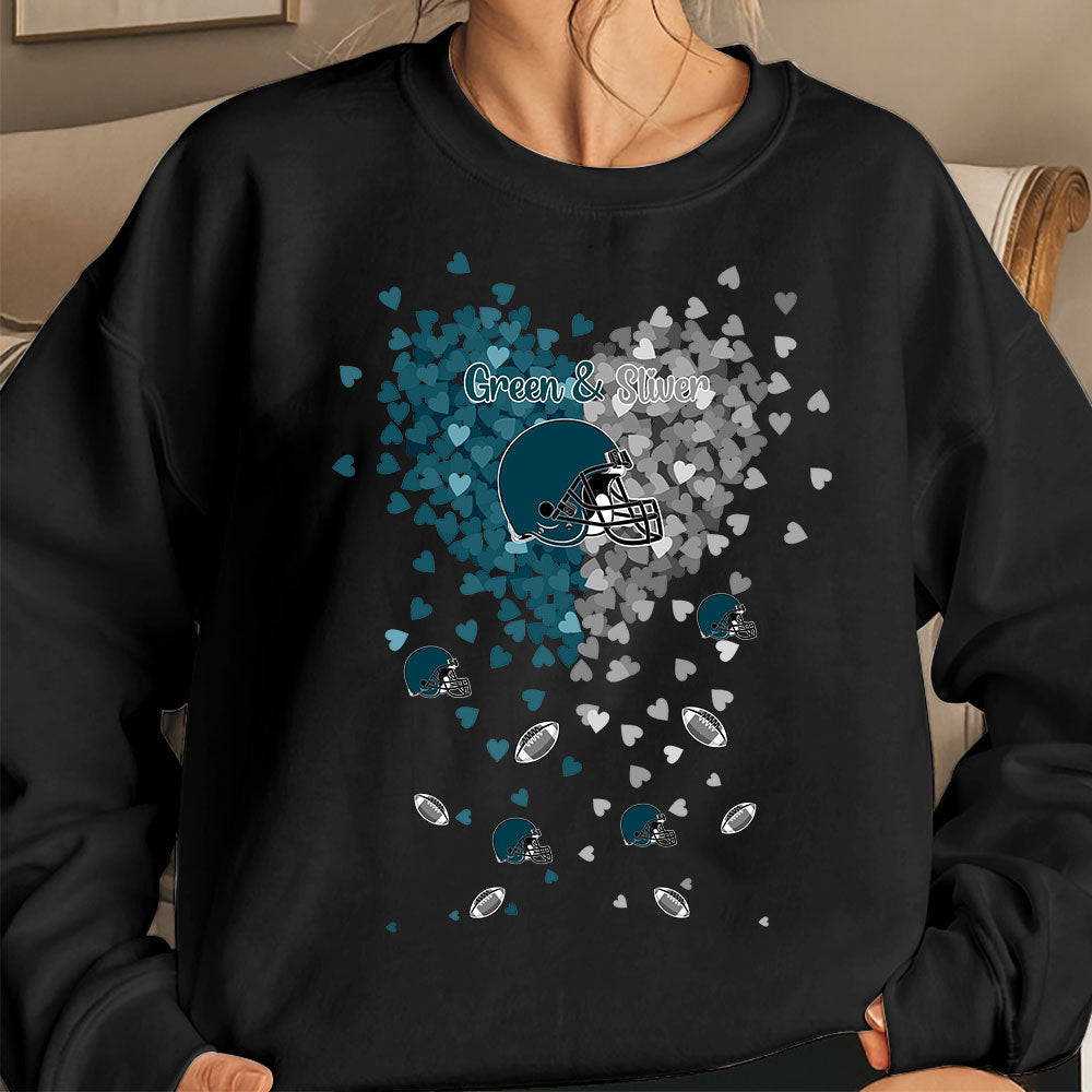 Philadelphia Football Midnight Green and Silver in My Heart Long Sleeve T Shirts hoodie - Gift For Mens, Womens and Philadelphia Lovers