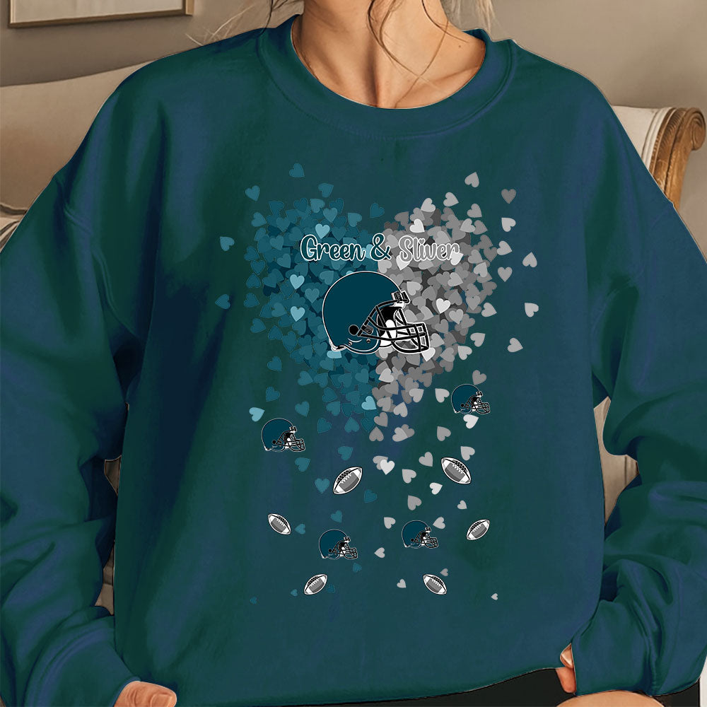 Philadelphia Football Midnight Green and Silver in My Heart Long Sleeve T Shirts hoodie - Gift For Mens, Womens and Philadelphia Lovers