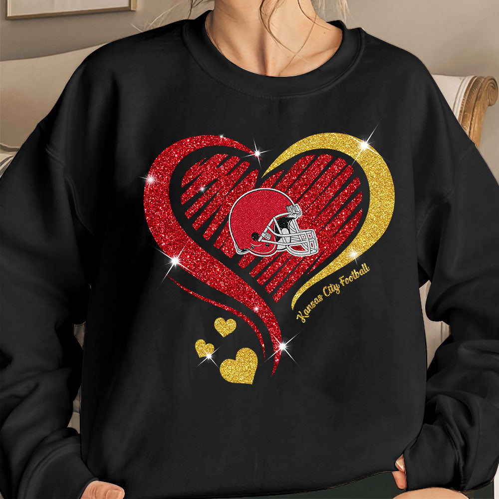 Kansas City Football Twinkle Heart Long Sleeve, T Shirts, Sweatshirt, Hoodie For Men & Women, Kansas City Lover