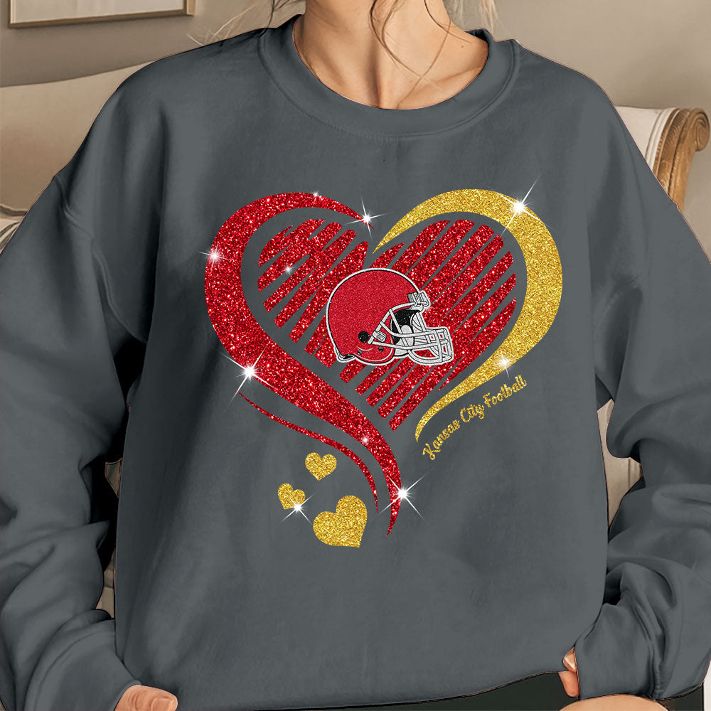 Kansas City Football Twinkle Heart Long Sleeve, T Shirts, Sweatshirt, Hoodie For Men & Women, Kansas City Lover