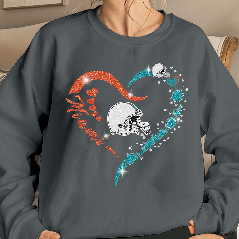 Miami Football In My Heart T Shirts, Hoodie, Sweatshirt, Long Sleeve, For Men & Women, Miami Lover