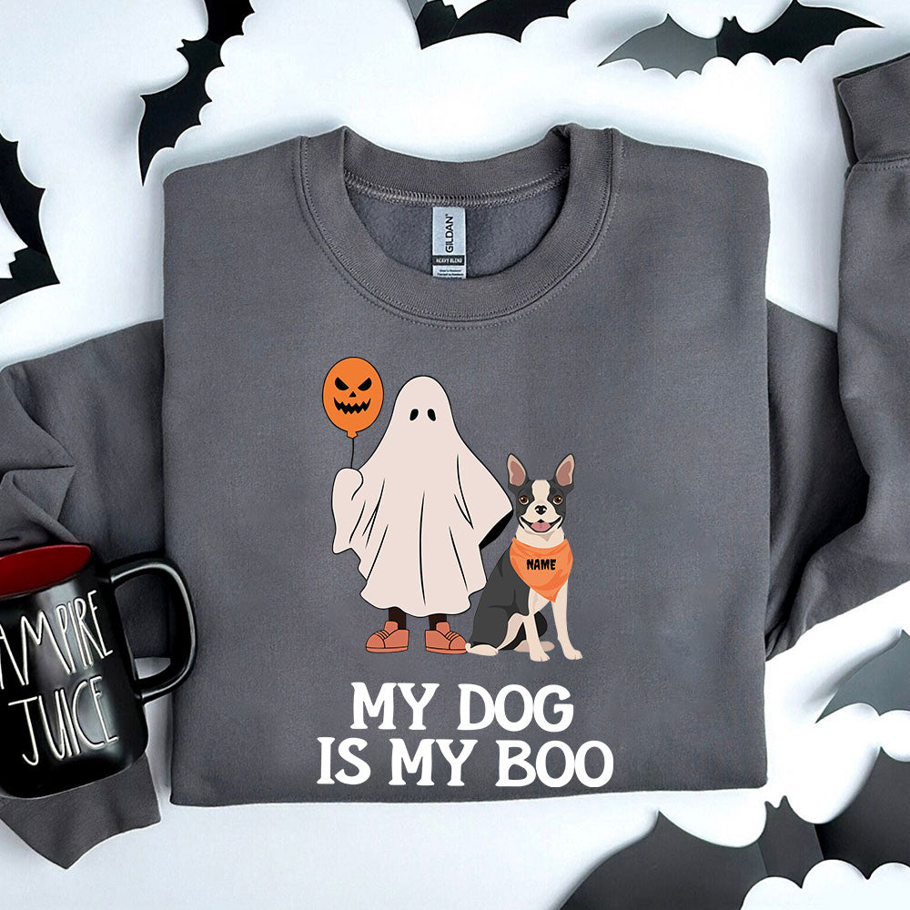 Boston Terrier Tshirt, My Dog Is My Boo Boston Terrier Shirt, Boston Terrier Halloween Gift For Dog Lovers Tshirt