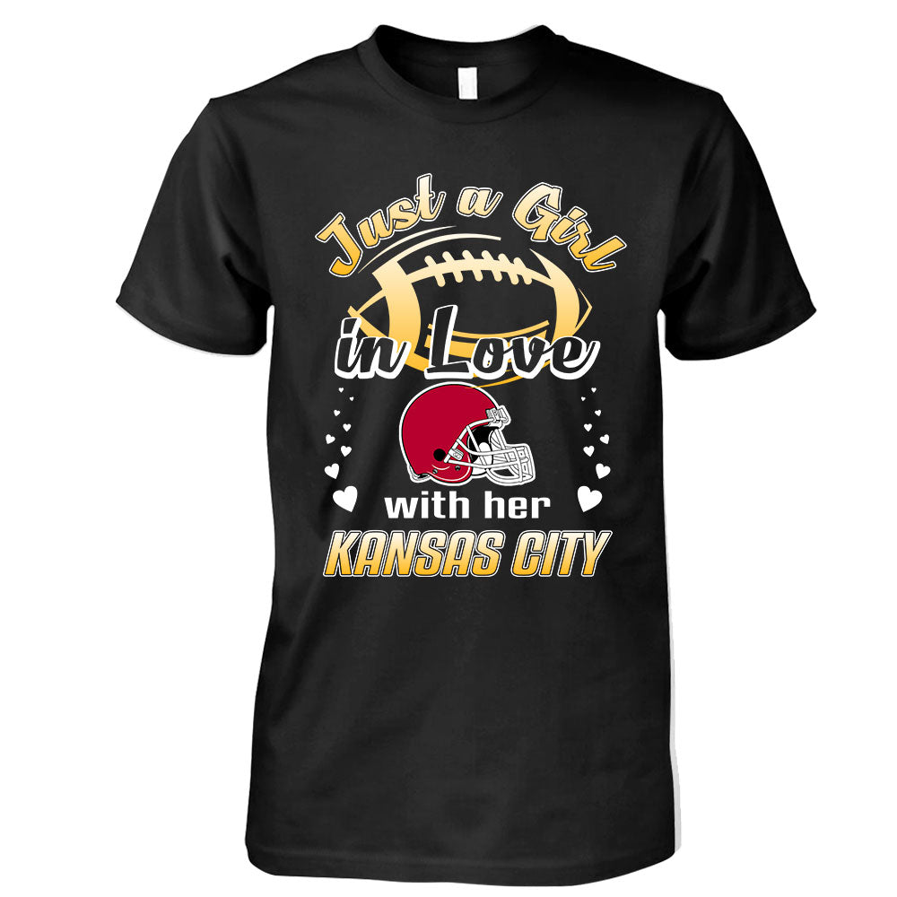 Kansas City Football Just A Girl In Love With her Kansas City Hoodie, T Shirt, Sweatshirt, Long Sleeve