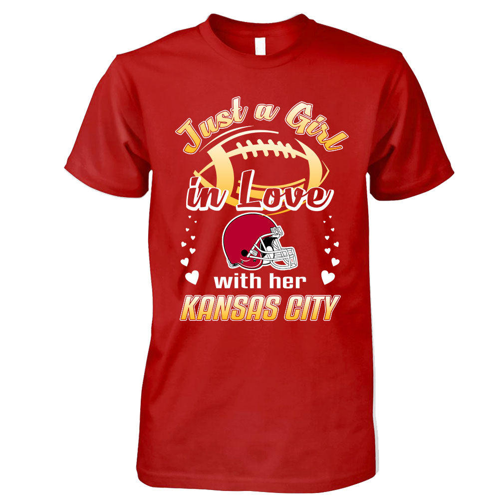 Kansas City Football Just A Girl In Love With her Kansas City Hoodie, T Shirt, Sweatshirt, Long Sleeve