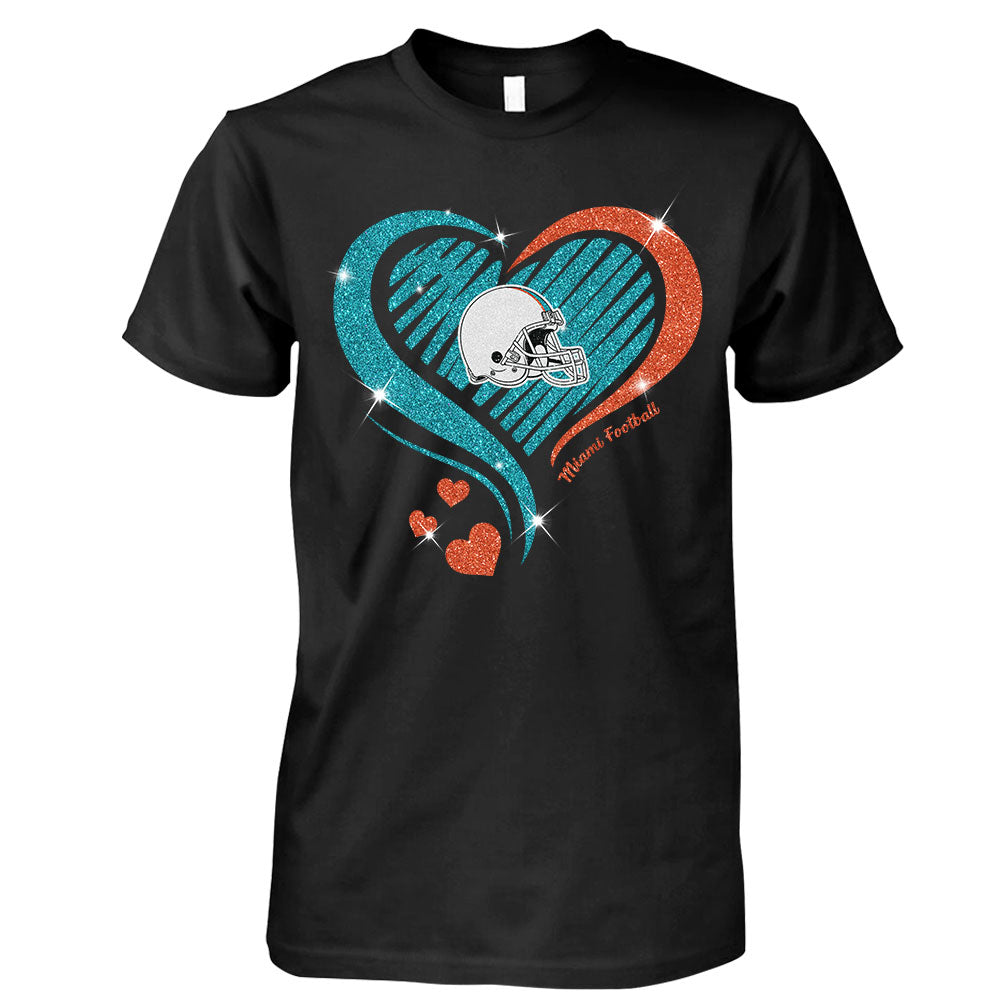 Miami Football Twinkle Heart Long Sleeve, T Shirts, Sweatshirt, Hoodie For Men & Women, Miami Lover
