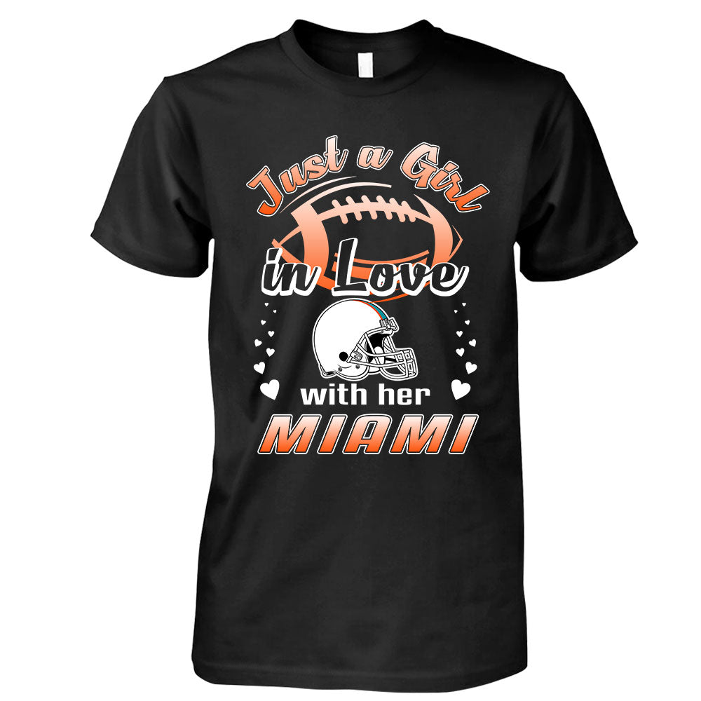 Miami Football Just A Girl In Love With her Miami Long Sleeve, Sweatshirt, Hoodie, T Shirt