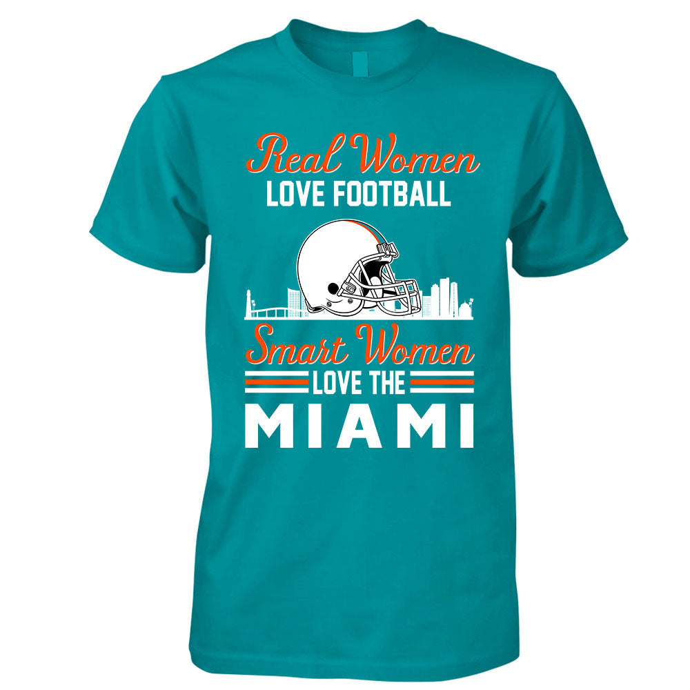 Miami Football Real Women Love Football Smart Women Love The Miami Long Sleeve, T Shirts, Hoodie, Sweatshirt For Miami Lovers