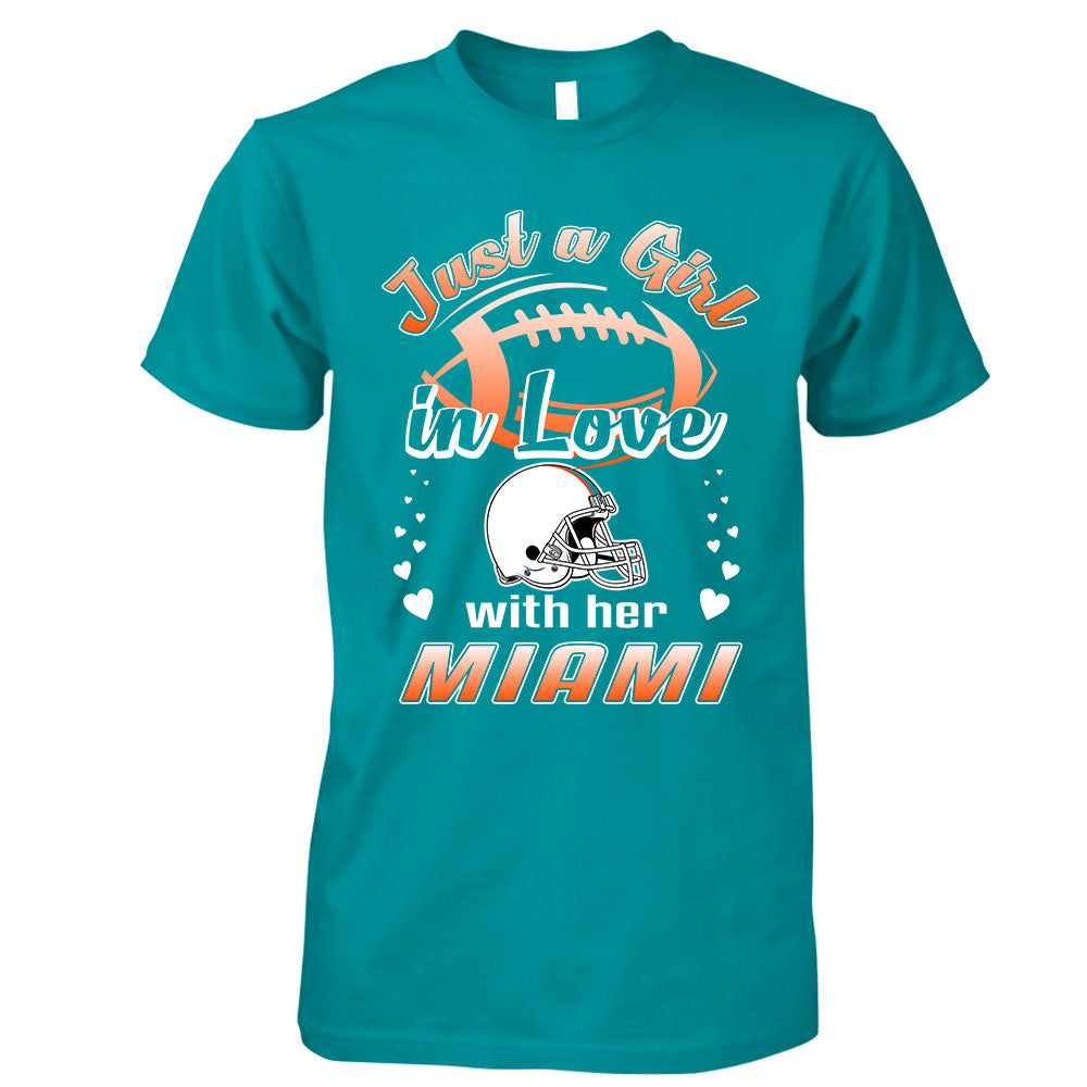 Miami Football Just A Girl In Love With her Miami Long Sleeve, Sweatshirt, Hoodie, T Shirt
