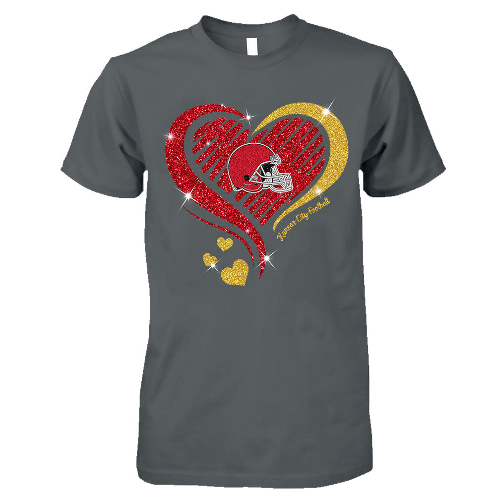 Kansas City Football Twinkle Heart Long Sleeve, T Shirts, Sweatshirt, Hoodie For Men & Women, Kansas City Lover
